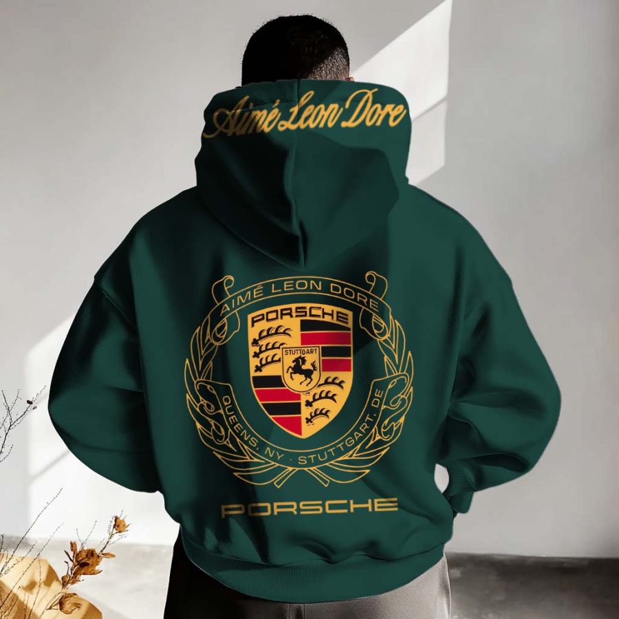 

Men's Vintage Porsche Racing Car Print Oversized Hoodie