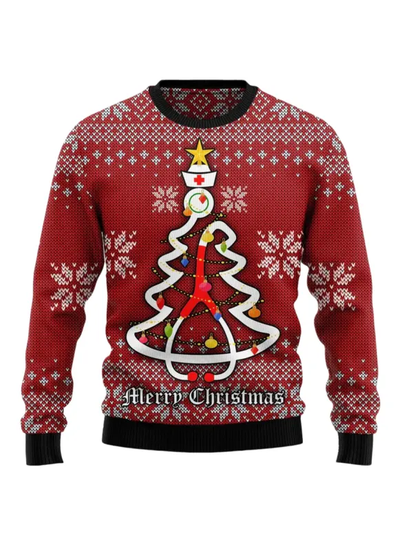 Unisex Christmas Story Print Crew Neck Ugly Christmas Gift Sweatshirt - Ootdmw.com 