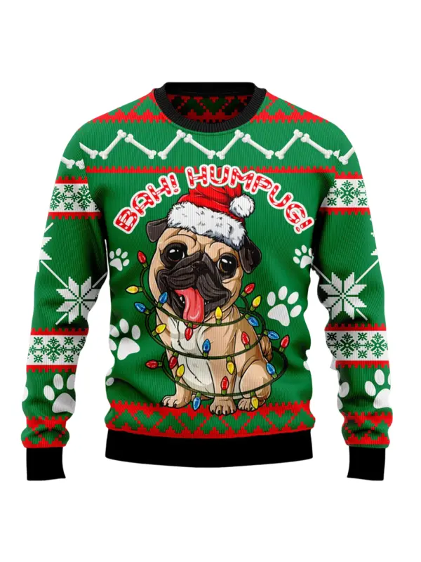 Unisex Christmas Story Print Crew Neck Ugly Christmas Gift Sweatshirt - Anrider.com 