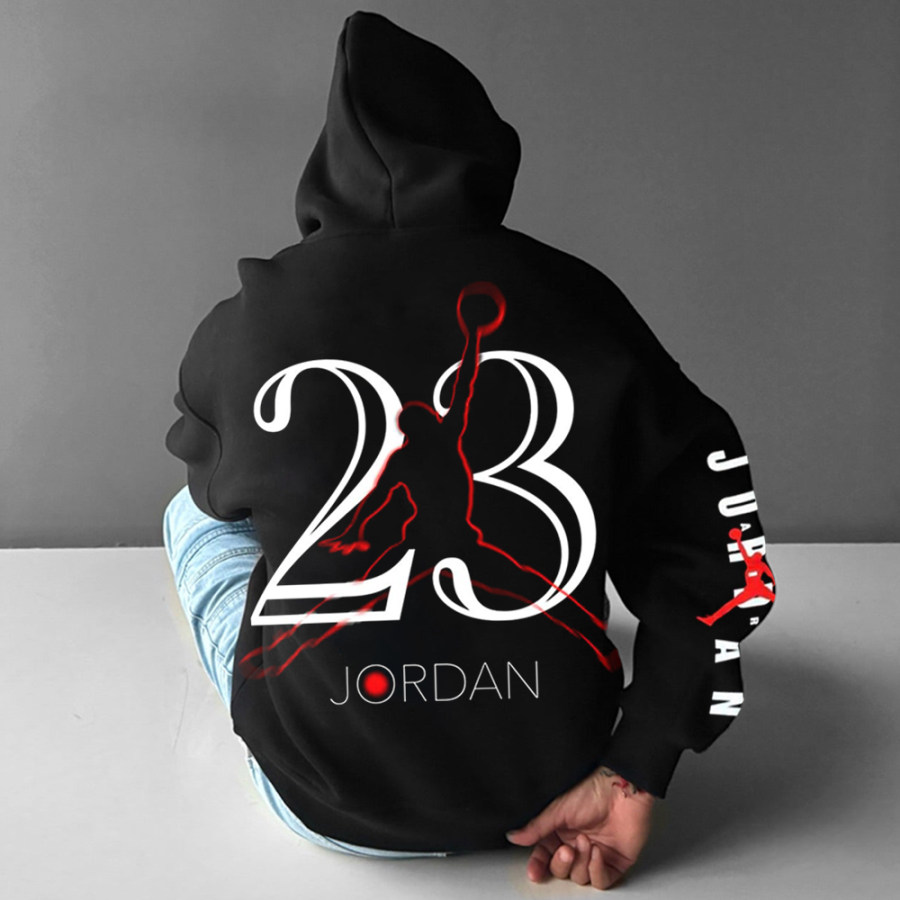 

Oversized Basketball Print Casual Hoodie
