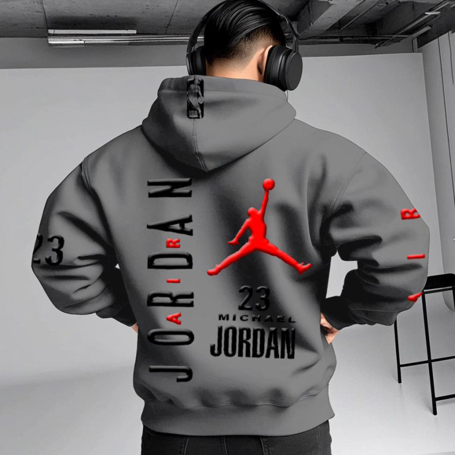

Men's Vintage Basketball Print Oversized Hoodie