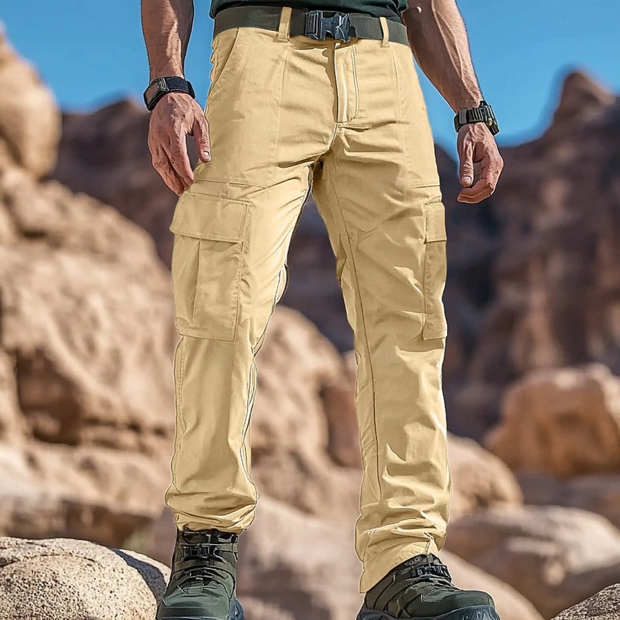 

Men's Vintage Multi Pocket Straight Leg Plain Breathable Moisture Wicking Trousers Hiking Cargo Pants