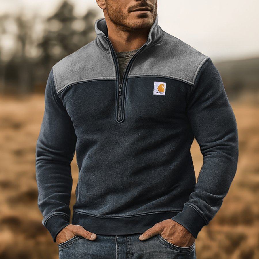 

Men's Vintage Fleece Splicing 1/4 Zipper Sweatshirts