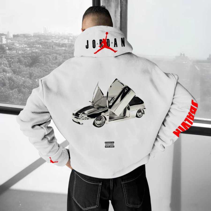 

Unisex Oversize Jumpman Rapper Collaboration Printed Casual White Hoodie