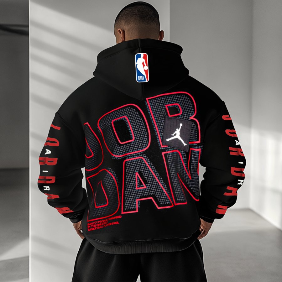 

Men's Jumper Basketball Printed Embroidered Patch Casual Loose Hoodie