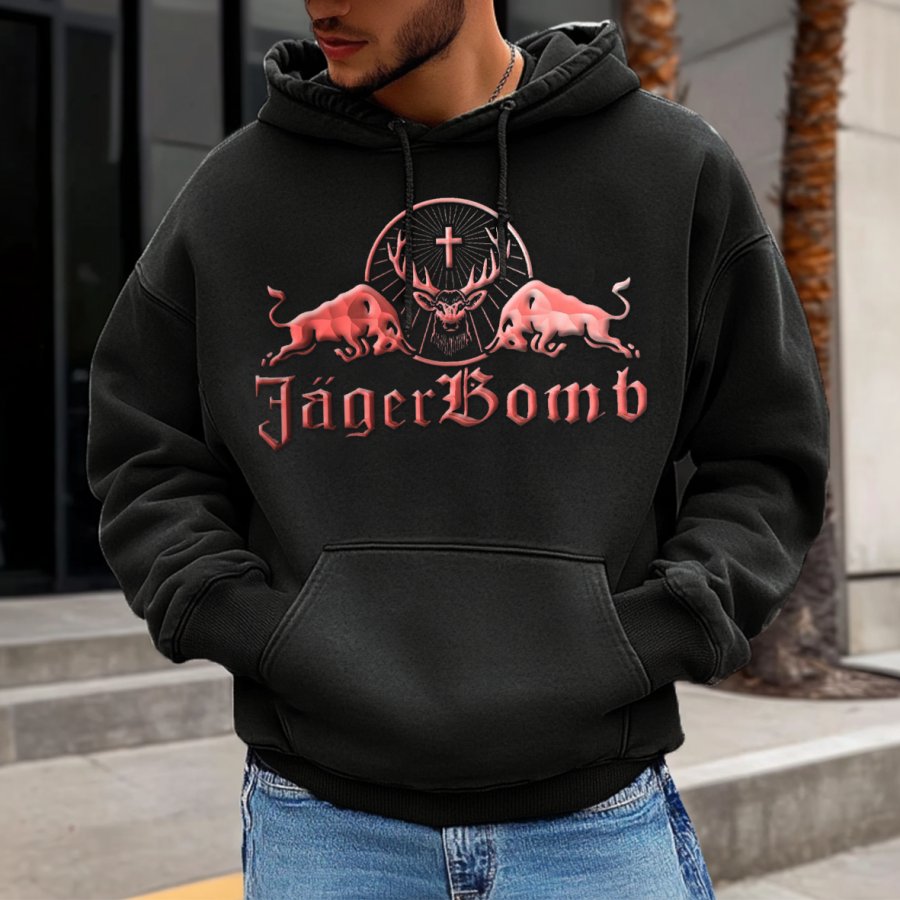 

Unisex Jagermeister Foam Printed Casual Loose Hoodie