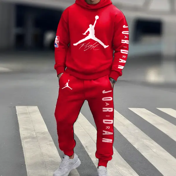 Unisex Jumper Basketball Print Casual Hoodies And Sweatpants Set