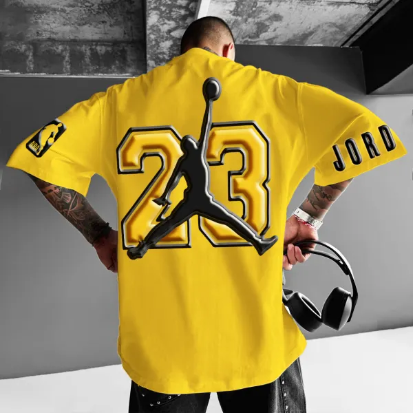 Unisex Oversized Jumpman Basketball Print Casual T-Shirt - Cotosen.chimpone.com 