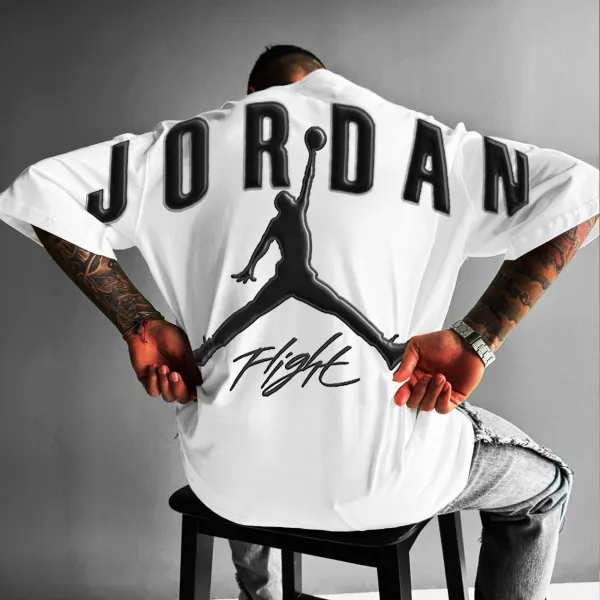 Unisex Basketball Jumpman Printed Casual Oversized T-Shirt - Ootdyouth.com 