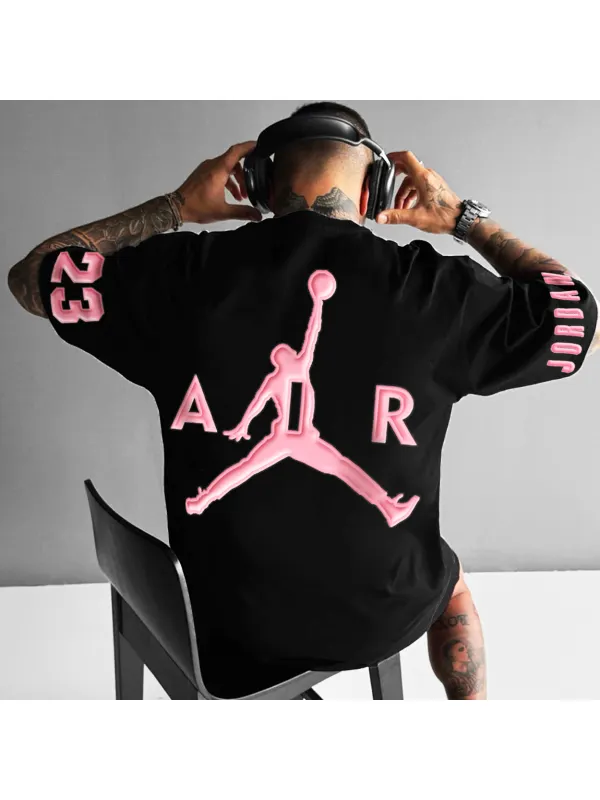 Unisex Basketball Jumpman Casual Print Oversized T-Shirt - Aptkoi.com 