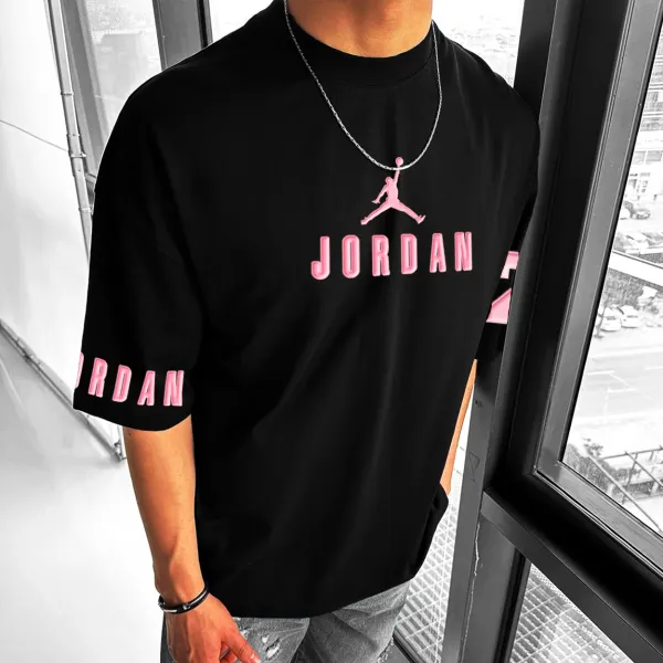 Unisex Basketball Jumpman Casual Print Oversized T-Shirt