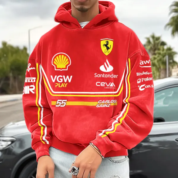 Unisex Vintage Print Racing Hoodie - Cotosen.com 