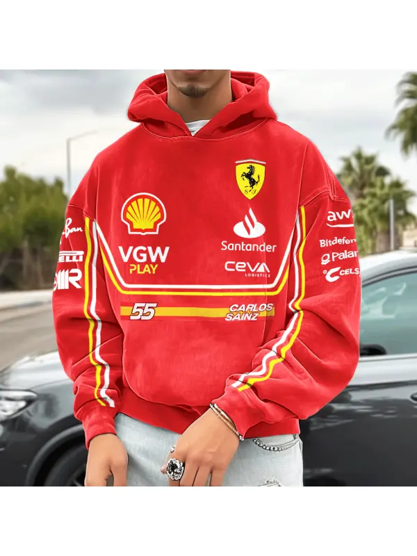 Unisex Vintage Print Racing Hoodie - Shopyiyistories.com 