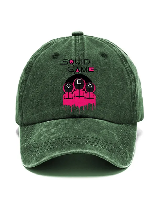 Unisex Squid Game Print Washed Cotton Sun Hat Vintage Casual Cap - Aptkoi.com 