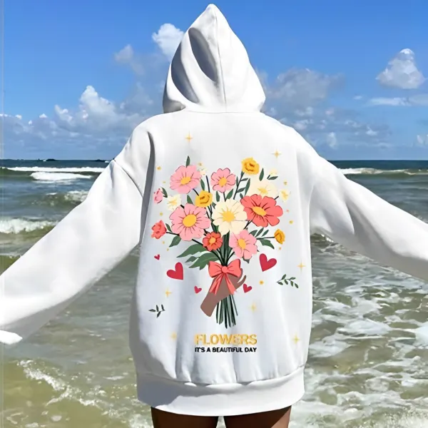 Exclusive Minimalist Floral Pattern Hoodie - Trisunshine.com 