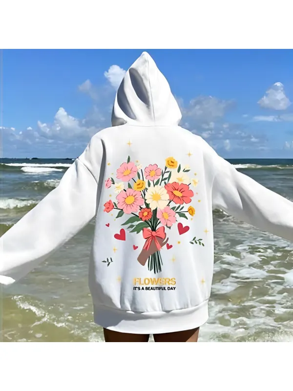 Exclusive Minimalist Floral Pattern Hoodie - Shopyiyistories.com 