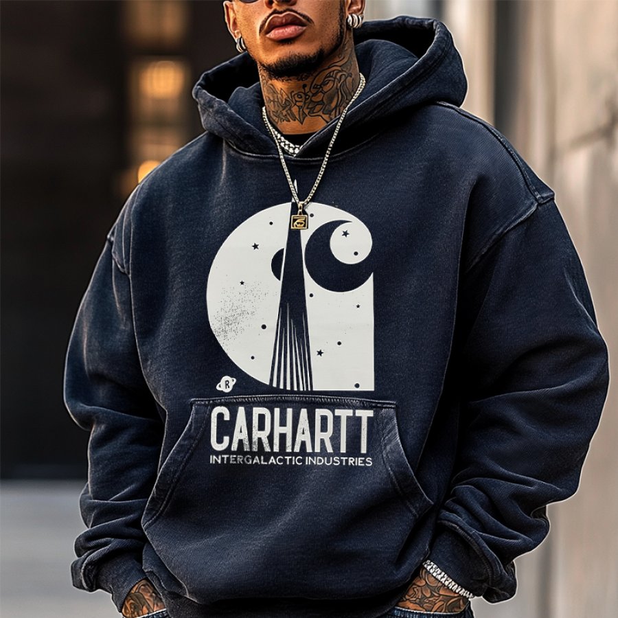 

Men's Vintage Washed Graphic Print Outdoor Hoodie Streetwear