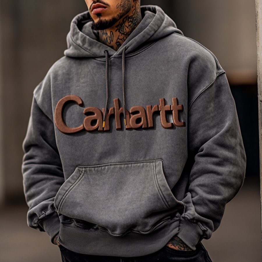 

Men's Carhartt Retro Oversized Distressed 3d Embossed Hoodie