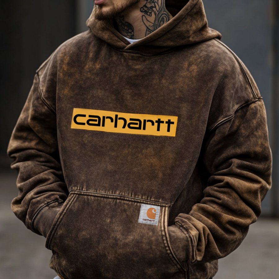 

Men's Retro Oversized Distressed Gradient Heavy Metal Color Hoodie