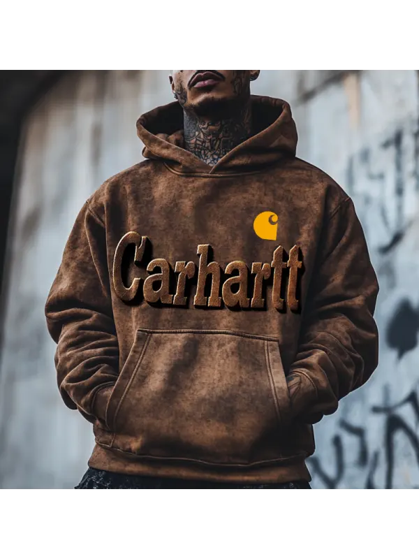 Men's Retro 3d Embossed Distressed Heavy Metal Color Hoodie - Anrider.com 
