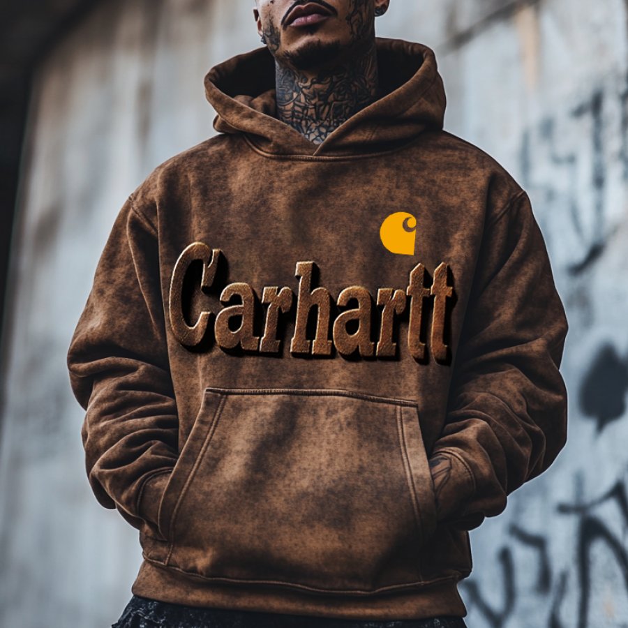 

Men's Carhartt Retro 3d Embossed Distressed Heavy Metal Color Hoodie