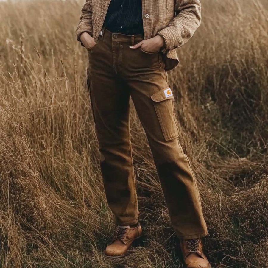 

Women's Vintage Multi-Pocket Straight Cargo Pants