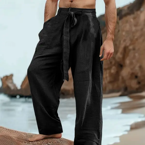 Men's Linen Comfortable Breathable Outdoor Daily Beach Loose Pants - Trisunshine.com 
