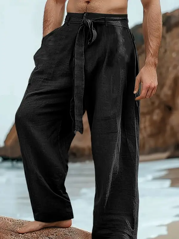 Men's Linen Comfortable Breathable Outdoor Daily Beach Loose Pants - Simplyion.com 