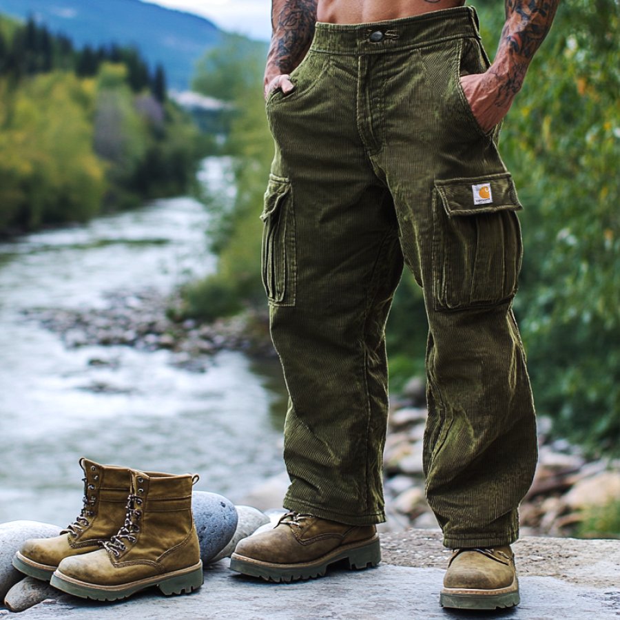 

Men's Carhartt Loose Outdoor Vintage Corduroy Multi Pocket Work Pants