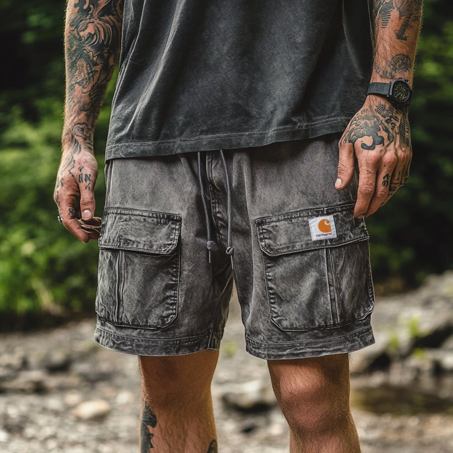 

Men's Retro Denim 5 Inch Multi-dimensional Pocket Outdoor Daily Casual Work Shorts