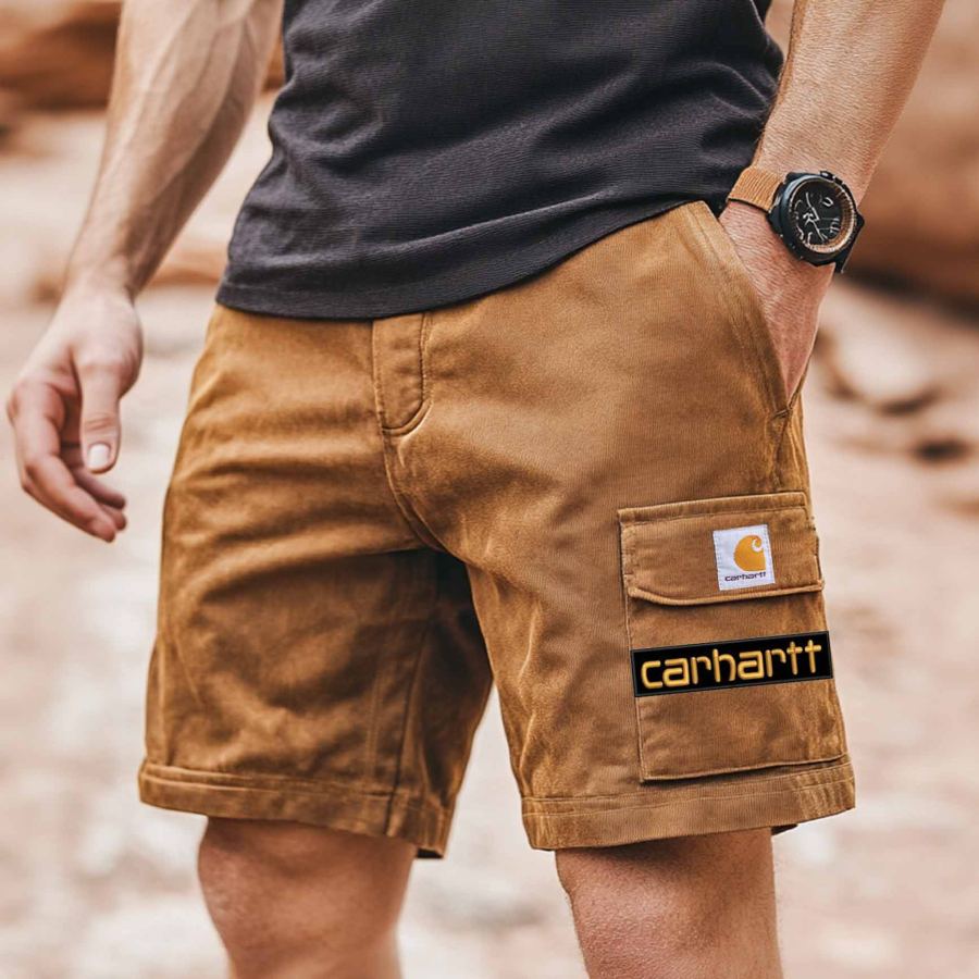 

Men's Outdoor Tactical Stretch Multi-Pocket Elastic Vintage Brown Cargo Shorts