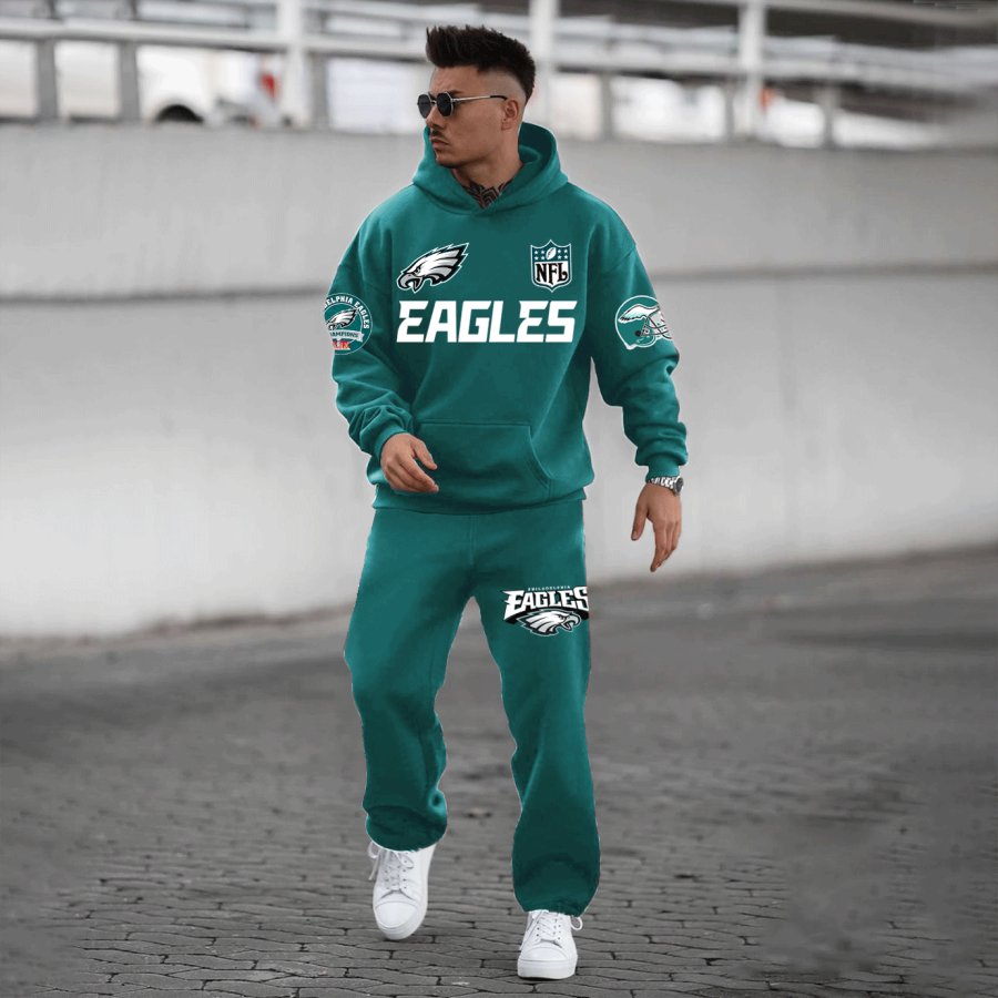 

Unnisex American Football Team Casual Eagles Rugby Hoodie Suit