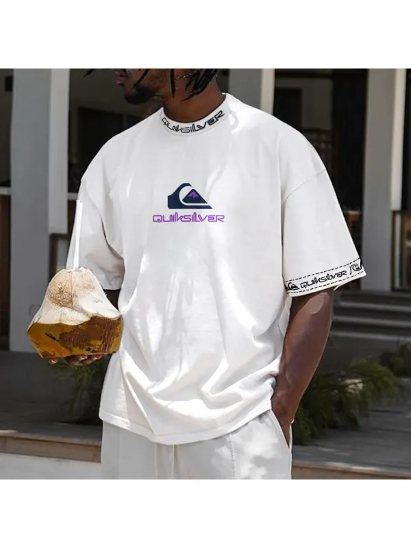 Oversized Seaside Holiday Casual Short-sleeved T-shirt - Aptkoi.com 