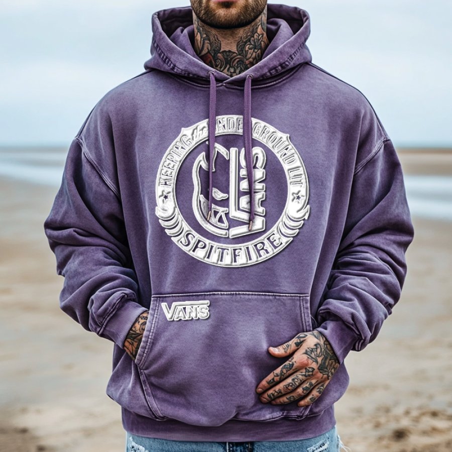 

Men's Vans Surf Off The Wall Vintage Distressed Washed Purple Pocket Hoodie