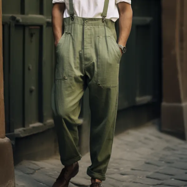 Men's Bohemian Holiday Style Plain Linen Simple Casual Pants Without Straps - Trisunshine.com 