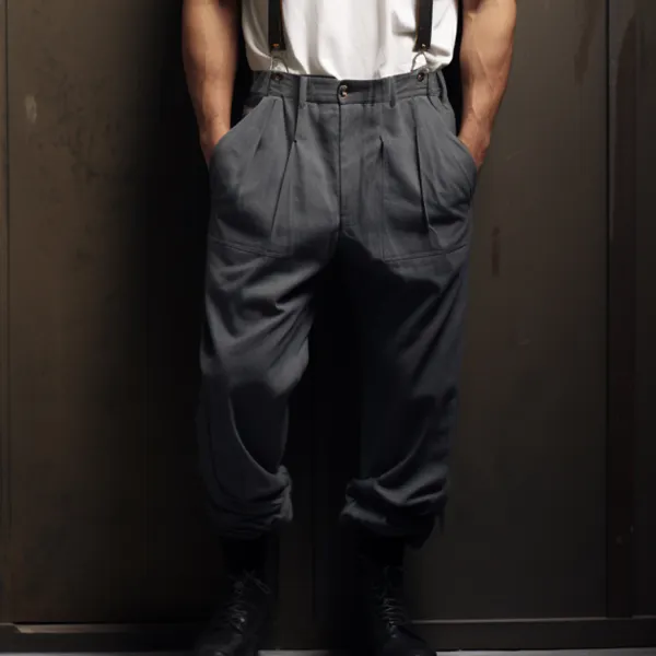 Men's Bohemian Holiday Style Plain Linen Simple Casual Pants Without Straps - Trisunshine.com 