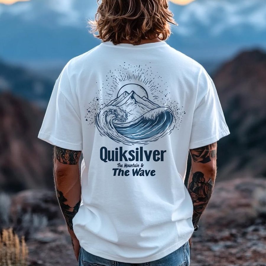 

Unisex Surf Mountain Wave Beach Print Casual Oversized Crew Neck Quiksilver T-Shirt