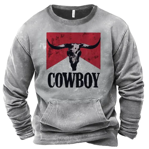 Men's Cowboy Round Neck Pullover Sweatshirt - Trisunshine.com 