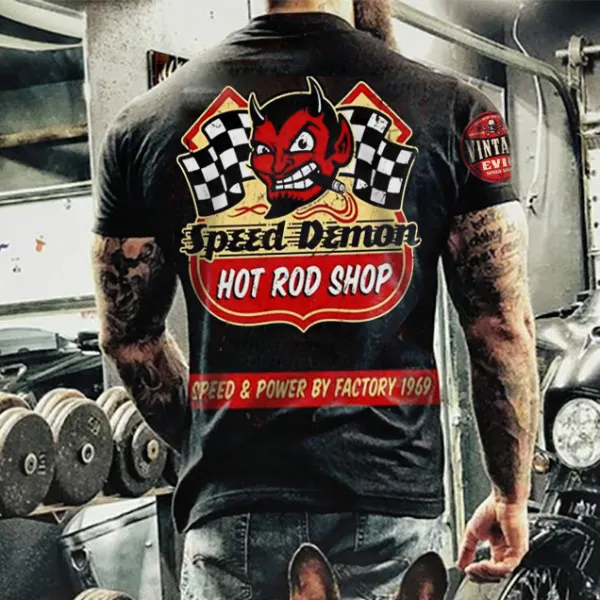Mens Speed Demon Motorcycle Print Fashion T-shirt - Trisunshine.com 