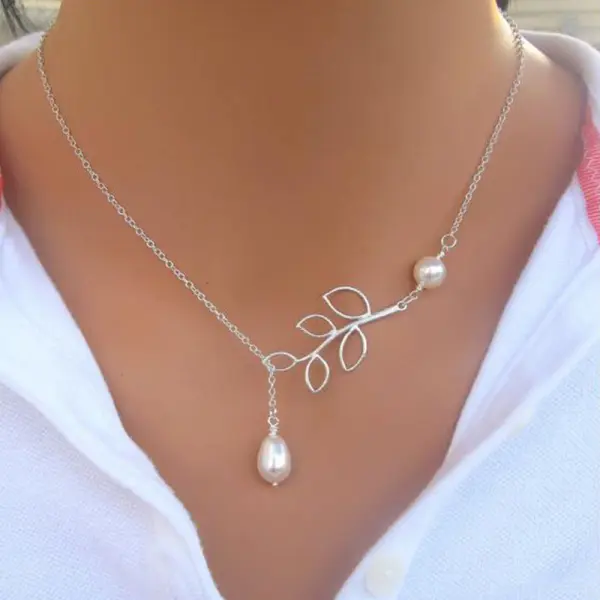 New Chic Fashion Vintage Leaf Pearl Necklaces - Trisunshine.com 