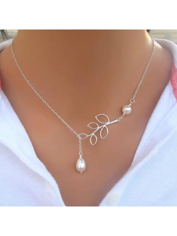 New Chic Fashion Vintage Leaf Pearl Necklaces - Aptkoi.com 
