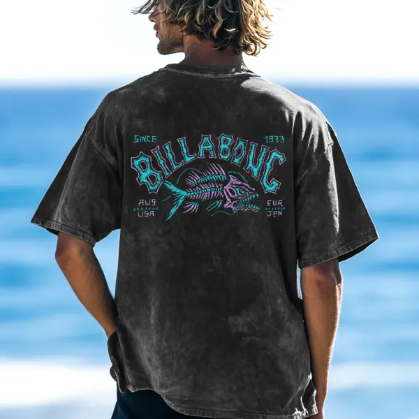 Unisex Wash Vintage 90'S Retro Surf Graphic Print Surf T-Shirt - Menzfolk.com 
