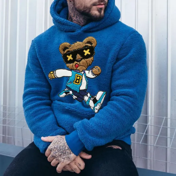 Men's Sports Bear Hooded Fleece Pullover - Trisunshine.com 