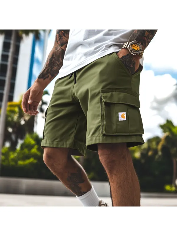 Men's Vintage Multiple Pockets Green Cargo Shorts - Aptkoi.com 