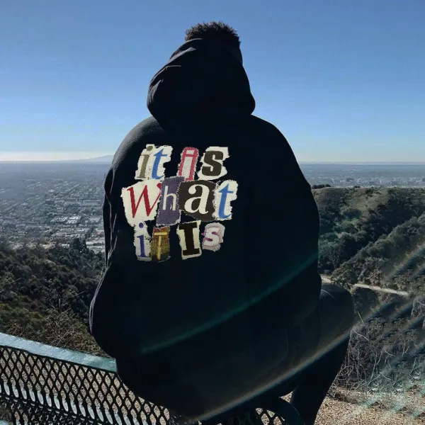Men's It Is What It Is Letters Print Casual Hoodie - Trisunshine.com 