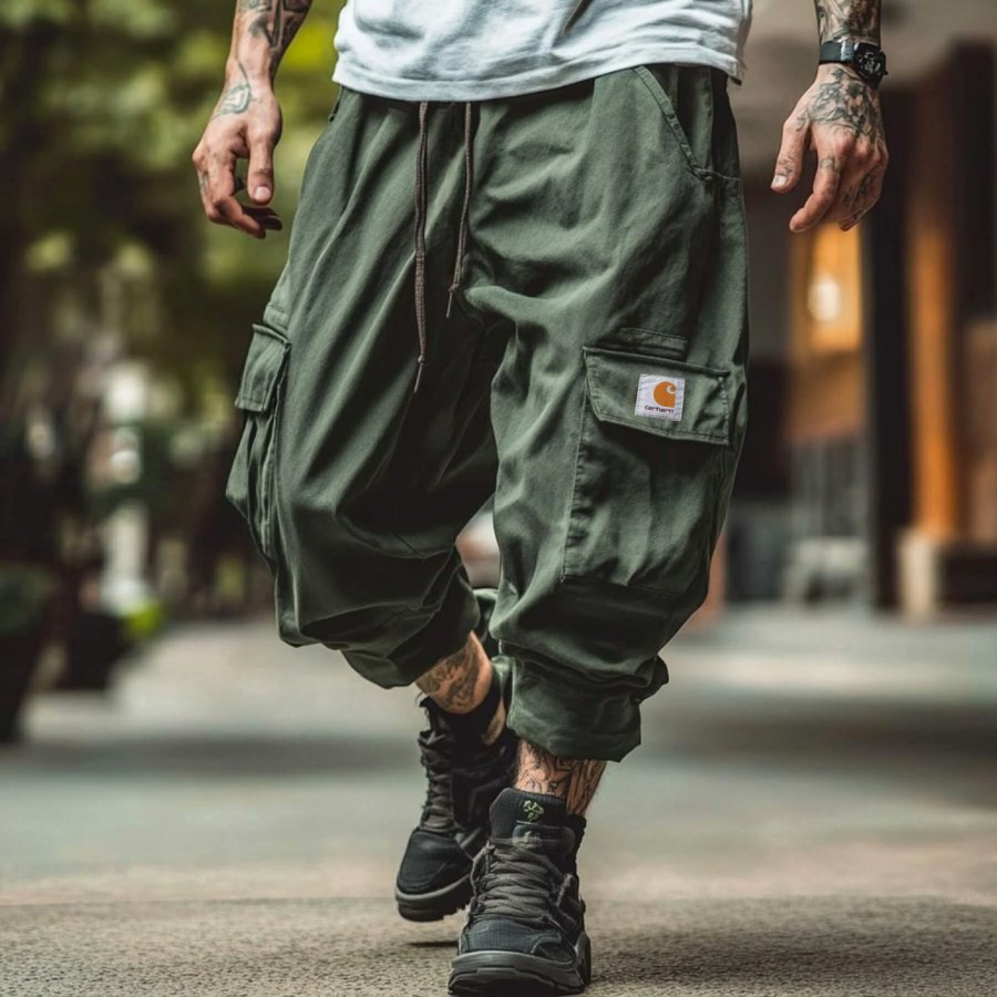 

Men's Vintage Outdoor Multi-Pocket Army Green Cargo Pants Joggers