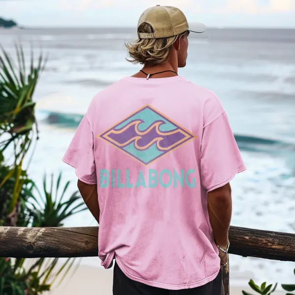 Unisex Oversized 80s Surf Graphic Print Casual Tee - Rabclub.com 