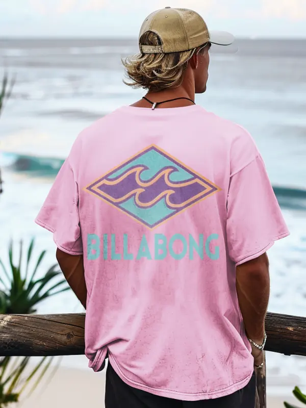 Unisex Oversized 80s Surf Graphic Print Casual Tee - Menbarn.com 