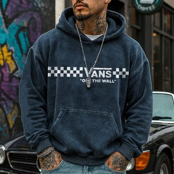 Hoodie With Checkerboard Graphic Design For Urban Streetwear - Wayrates.com 