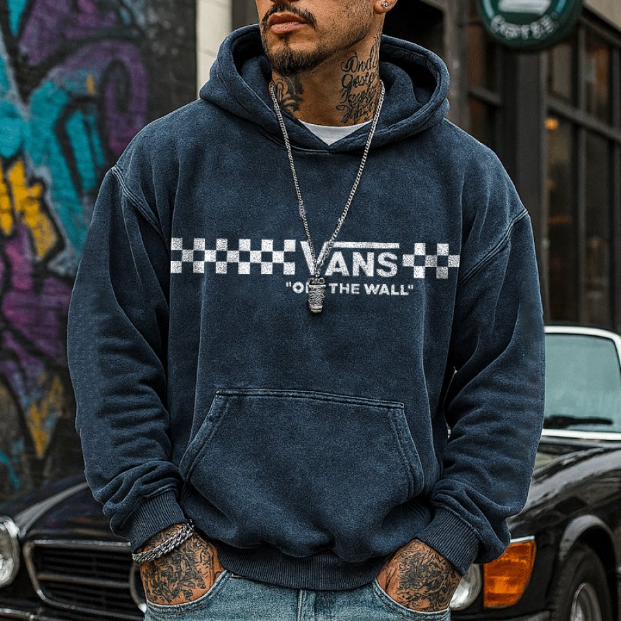 

Hoodie With Checkerboard Graphic Design For Urban Streetwear